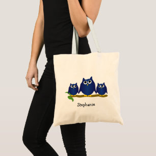 Blauwe Uilen Ontwerp op Maat Tote Bag