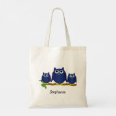 Blauwe Uilen Ontwerp op Maat Tote Bag (Achterkant)