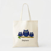 Blauwe Uilen Ontwerp op Maat Tote Bag (Voorkant)