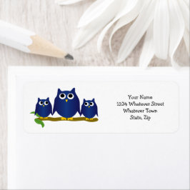 Blauwe Uilen Ontwerp Retouradres Etiket