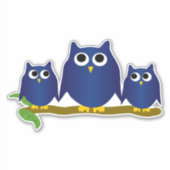 Blauwe Uilen Ontwerp Sticker (Voorkant)