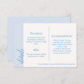 Blauwe uitnodiging Insert, Caroline Wedding Informatiekaartje (Voorkant / Achterkant)