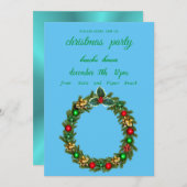 Blauwe uitnodiging kerstmis (Voorkant / Achterkant)