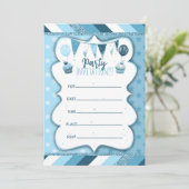 Blauwe uitnodiging om met de hand te schrijven voo (Staand voorkant)