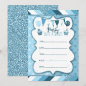 Blauwe uitnodiging om met de hand te schrijven voo (Voorkant / Achterkant)