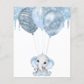 Blauwe uitnodiging voor Baby shower olifant (Achterkant)