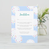 Blauwe uitnodiging voor Birthday-ballons (Staand voorkant)