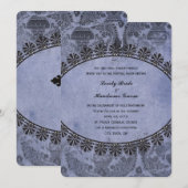 Blauwe uitnodiging voor een katholieke bruiloft (Voorkant / Achterkant)
