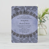 Blauwe uitnodiging voor een katholieke bruiloft (Staand voorkant)