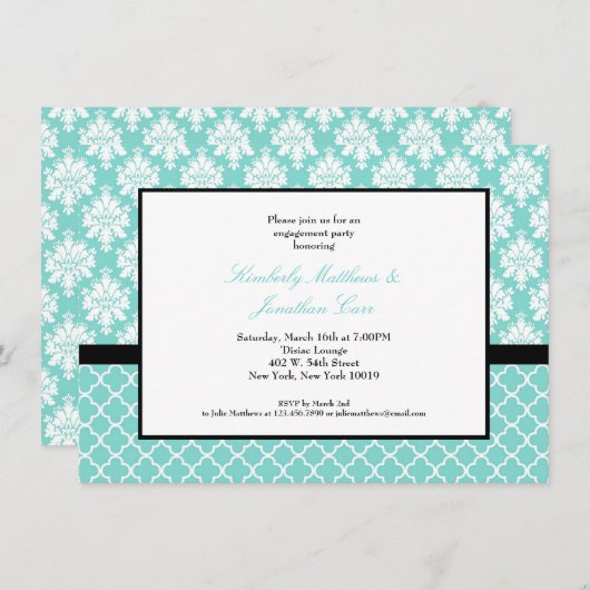 Blauwe uitnodigingen (Voorkant / Achterkant)