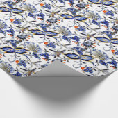 Blauwe uivel China Bord Patroon Cadeaupapier (Hoek)