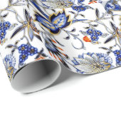 Blauwe uivel China Bord Patroon Cadeaupapier (Rol Hoek)