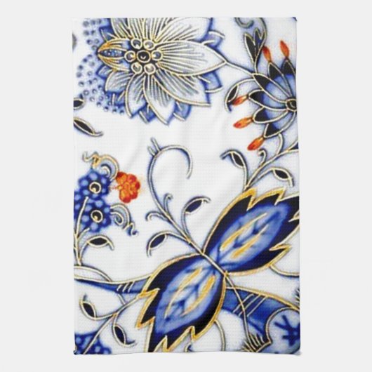 Blauwe uivel  China Bord Patroon Theedoek (Verticaal)