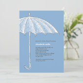 Blauwe Umbrella Shower Party-uitnodigingen Kaart (Staand voorkant)