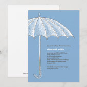 Blauwe Umbrella Shower Party-uitnodigingen Kaart (Voorkant / Achterkant)