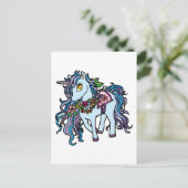 Blauwe unicorn briefkaart (Staand voorkant)