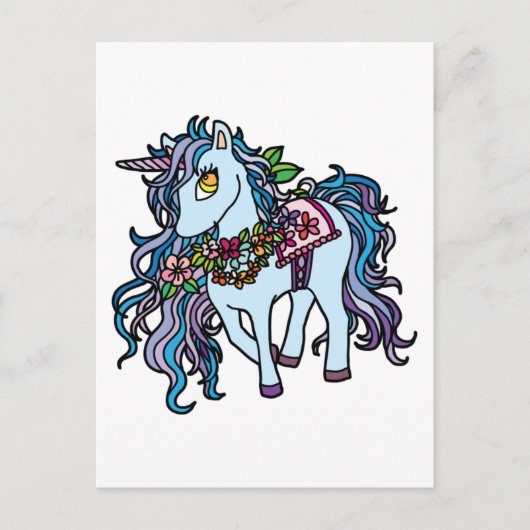 Blauwe unicorn briefkaart (Voorkant)