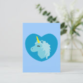 Blauwe unicorn briefkaart (Staand voorkant)