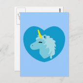 Blauwe unicorn briefkaart (Voorkant / Achterkant)
