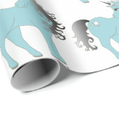 Blauwe unicorn cadeaupapier (Rol Hoek)