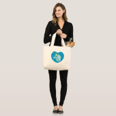 Blauwe unicorn grote tote bag (Voorkant (model))