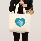 Blauwe unicorn grote tote bag (Voorkant (product))