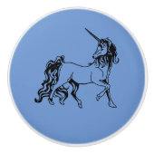 Blauwe unicorn keramische knop (Voorkant)