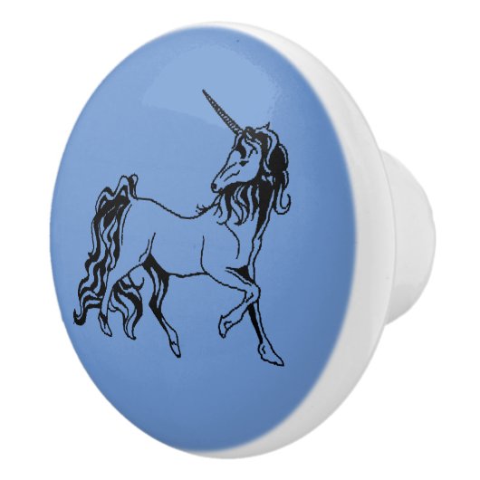 Blauwe unicorn keramische knop (Rechts)