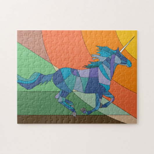 Blauwe unicorn legpuzzel (Horizontaal)