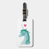 Blauwe Unicorn Magic met hart Bagagelabel (Voorkant verticaal)