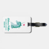 Blauwe Unicorn Magic met hart Bagagelabel (Achterkant horizontaal)