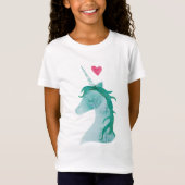 Blauwe Unicorn Magic met hart T-shirt (Voorkant)