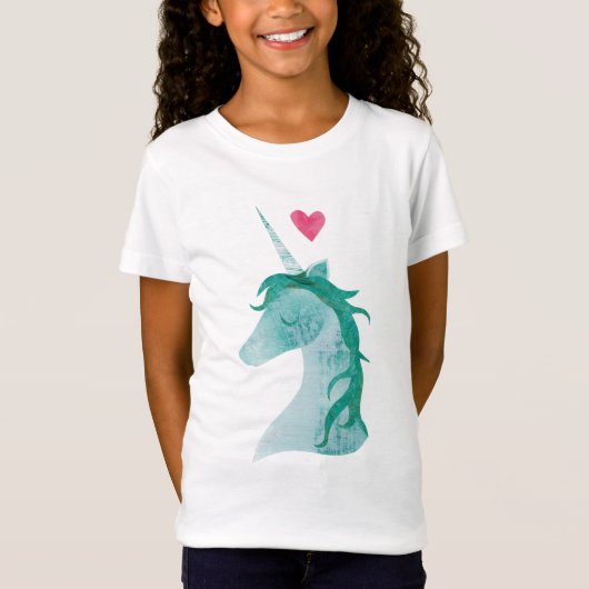 Blauwe Unicorn Magic met hart T-shirt (Voorkant)