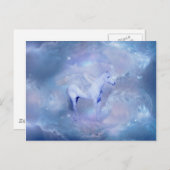 Blauwe Unicorn met vleugels fantasie Briefkaart (Voorkant / Achterkant)