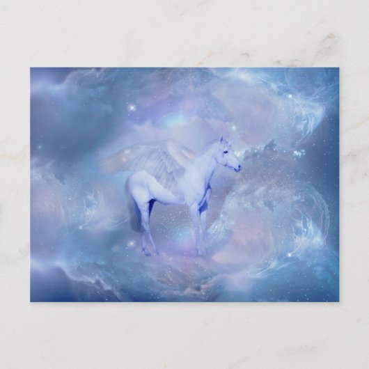 Blauwe Unicorn met vleugels fantasie Briefkaart (Voorkant)
