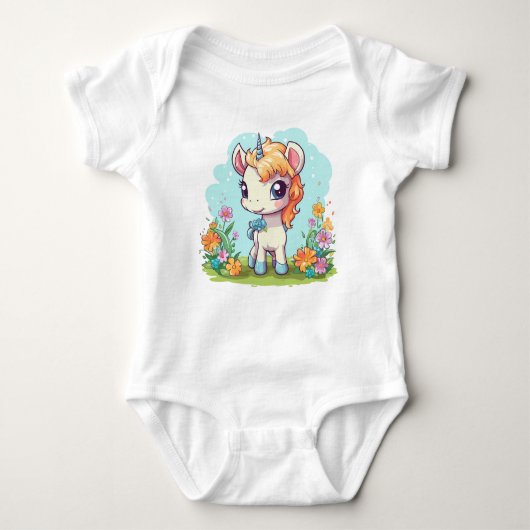 Blauwe unicorn romper (Voorkant)