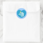 Blauwe unicorn ronde sticker (Tas)