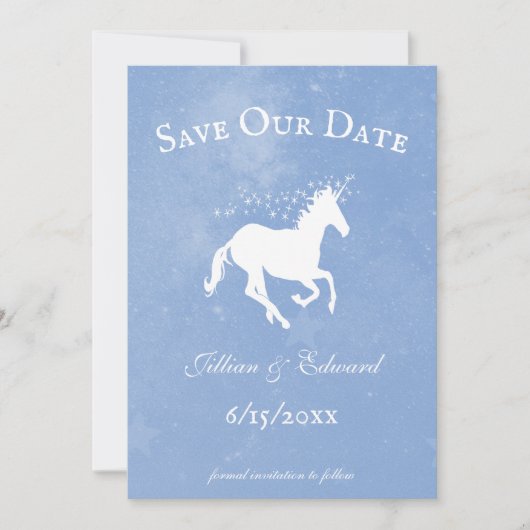 Blauwe Unicorn sparen de Datum aankondiging (Voorkant)
