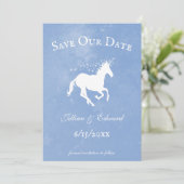 Blauwe Unicorn sparen de Datum aankondiging (Staand voorkant)