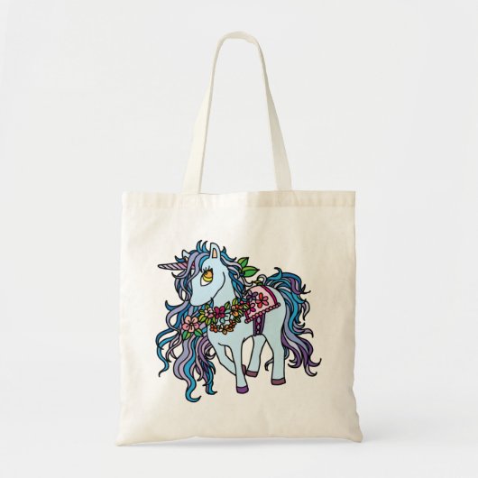 Blauwe unicorn tote bag (Voorkant)