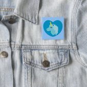 Blauwe unicorn vierkante button 5,1 cm (In situ)