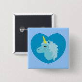 Blauwe unicorn vierkante button 5,1 cm (Voorkant /achterkant)
