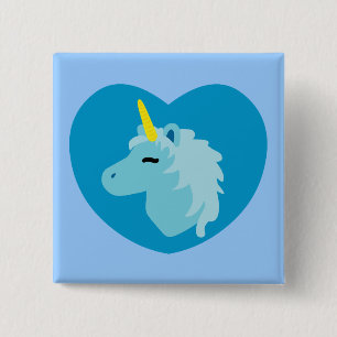 Blauwe unicorn vierkante button 5,1 cm