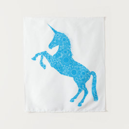 Blauwe unicorn wandkleed