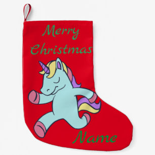 Blauwe Unicorns die Thunder_Cove lopen Kleine Kerstsok