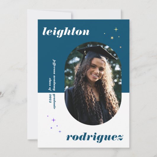 Blauwe unieke bekendmaking van het Afstuderen van Aankondiging (Voorkant)