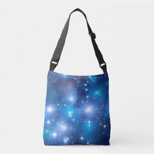 Blauwe, unieke sterren en jouw ideeën crossbody tas