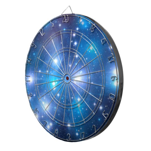 Blauwe, unieke sterren en jouw ideeën dartbord (Voorkant Rechts)