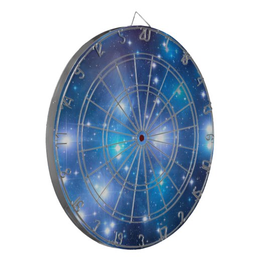 Blauwe, unieke sterren en jouw ideeën dartbord (Voorkant Links)