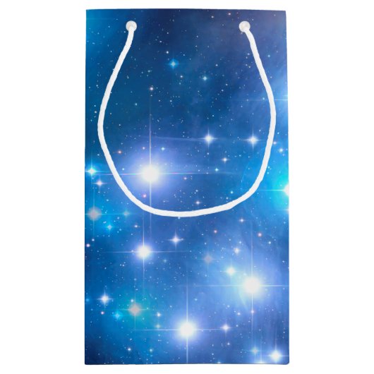 Blauwe, unieke sterren en jouw ideeën klein cadeauzakje (Achterkant)